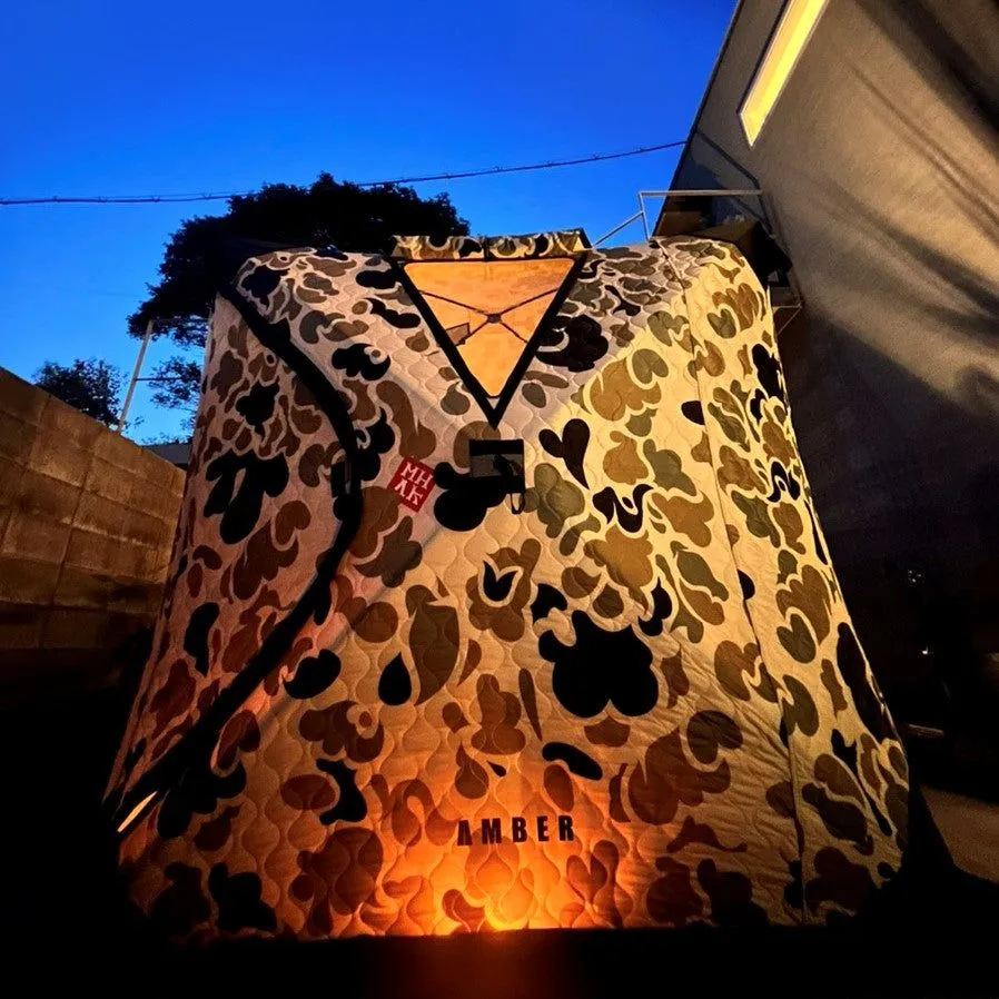 AMBER Tent Sauna supervised by madsaunist Hagama 2.0 full custom set for 4 people GOOUT collaboration model