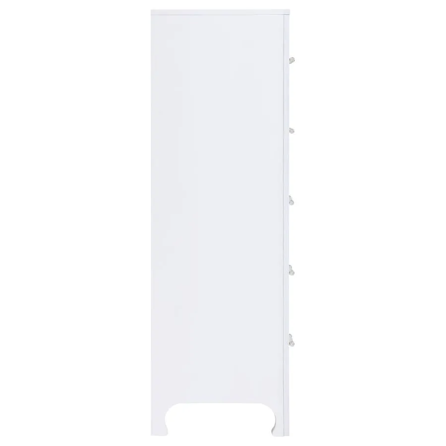 Anastasia 5-Drawer Bedroom Chest Pearl White