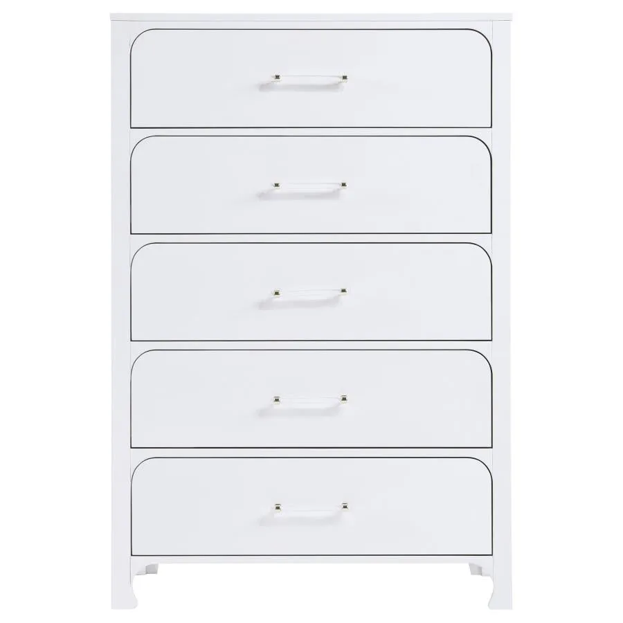 Anastasia 5-Drawer Bedroom Chest Pearl White