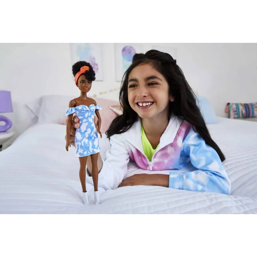 Barbie Fashionistas Doll #185 with Black Hair, Dress and Bandana by Mattel