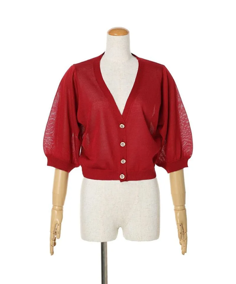 Campanula Print Button Sheer Knit Cardigan / an another angelus [50BJ04h011].