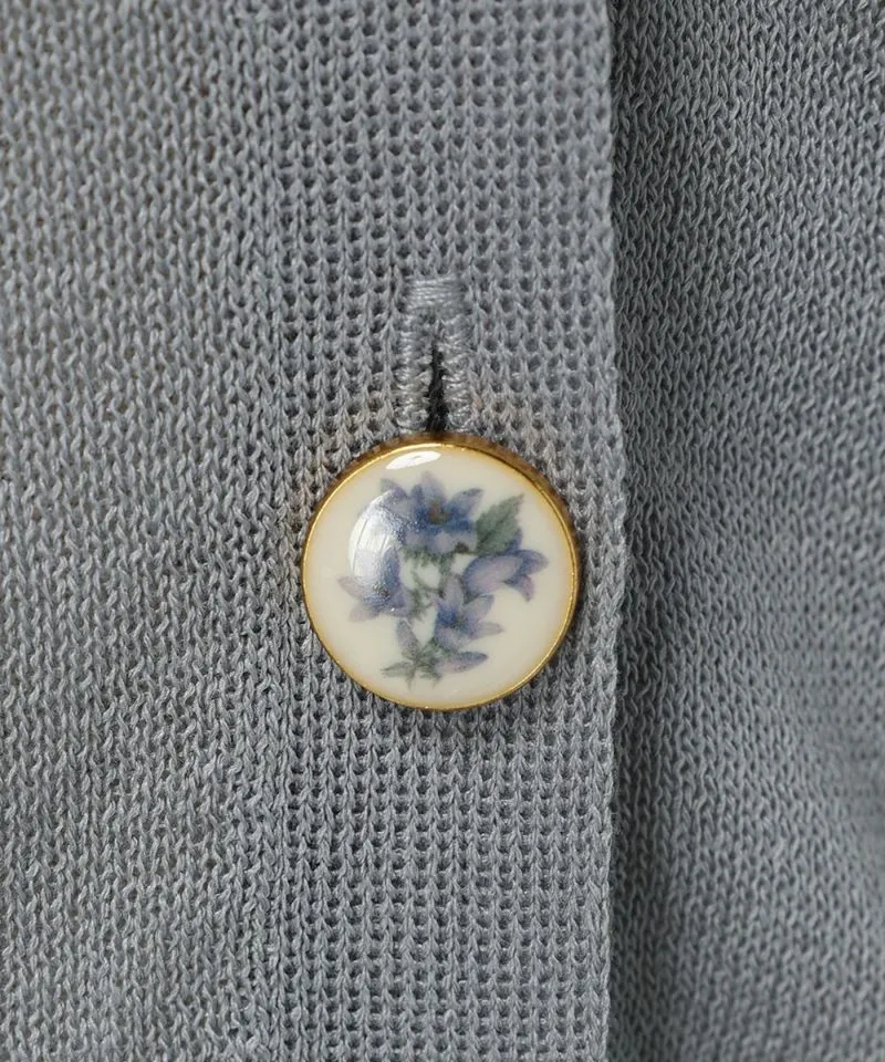Campanula Print Button Sheer Knit Cardigan / an another angelus [50BJ04h011].