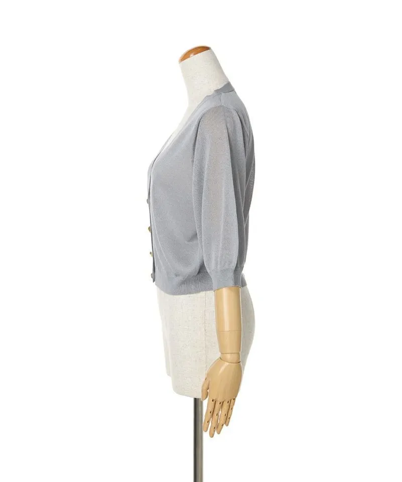 Campanula Print Button Sheer Knit Cardigan / an another angelus [50BJ04h011].