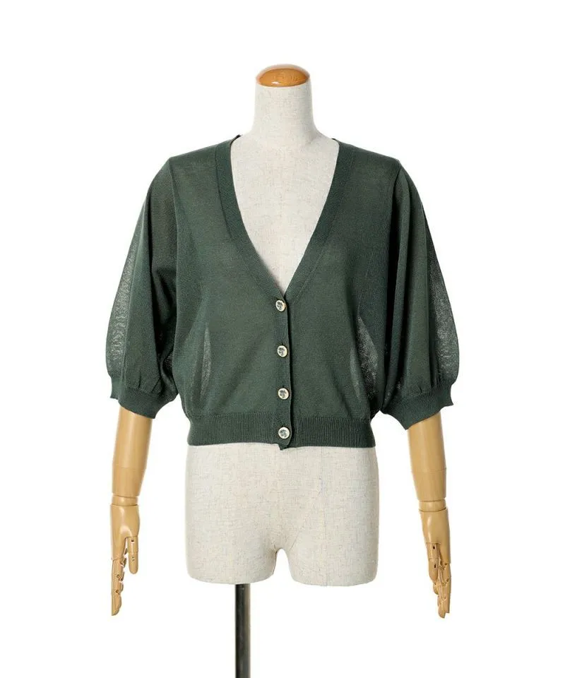 Campanula Print Button Sheer Knit Cardigan / an another angelus [50BJ04h011].