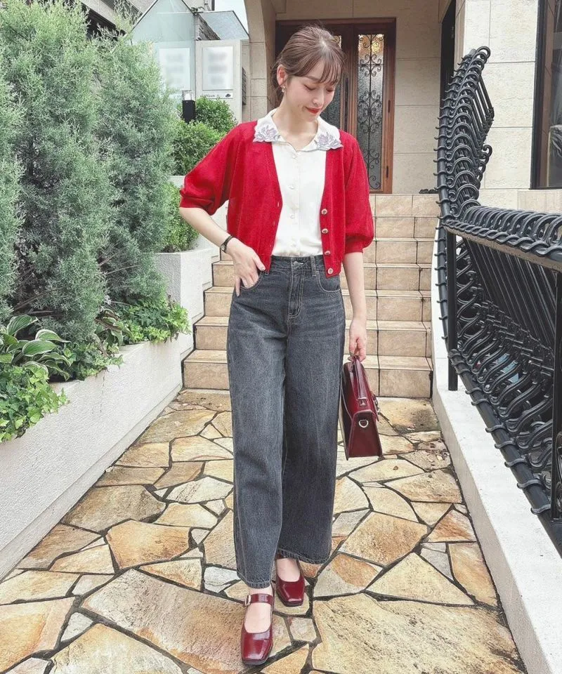 Campanula Print Button Sheer Knit Cardigan / an another angelus [50BJ04h011].