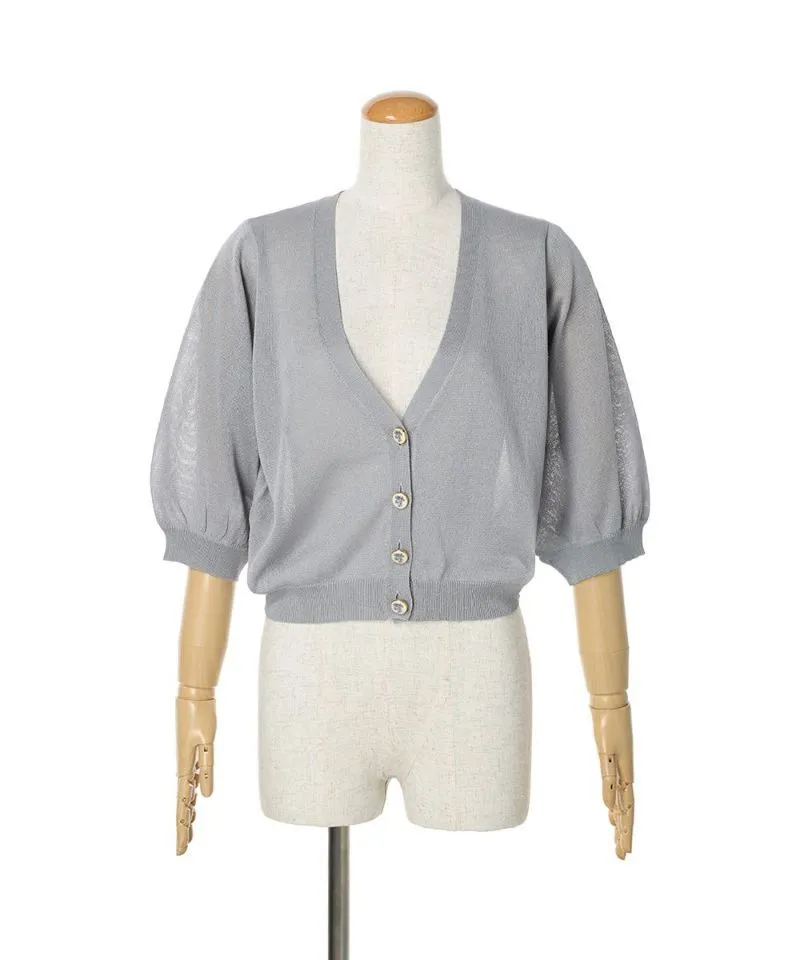 Campanula Print Button Sheer Knit Cardigan / an another angelus [50BJ04h011].