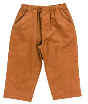 Chocolate Pull-On Cords Elastic Pants- No Button