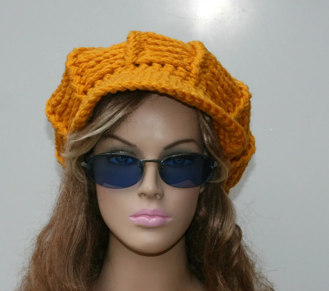 Custom colors Newsboy Hat Visor hat slouchy beanie thick cap crochet handmade