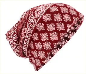 Dreadz 3-in-1 Multi-Function Tubular Beanie/Headwrap/Neckwarmer (Red/White Ethnic)
