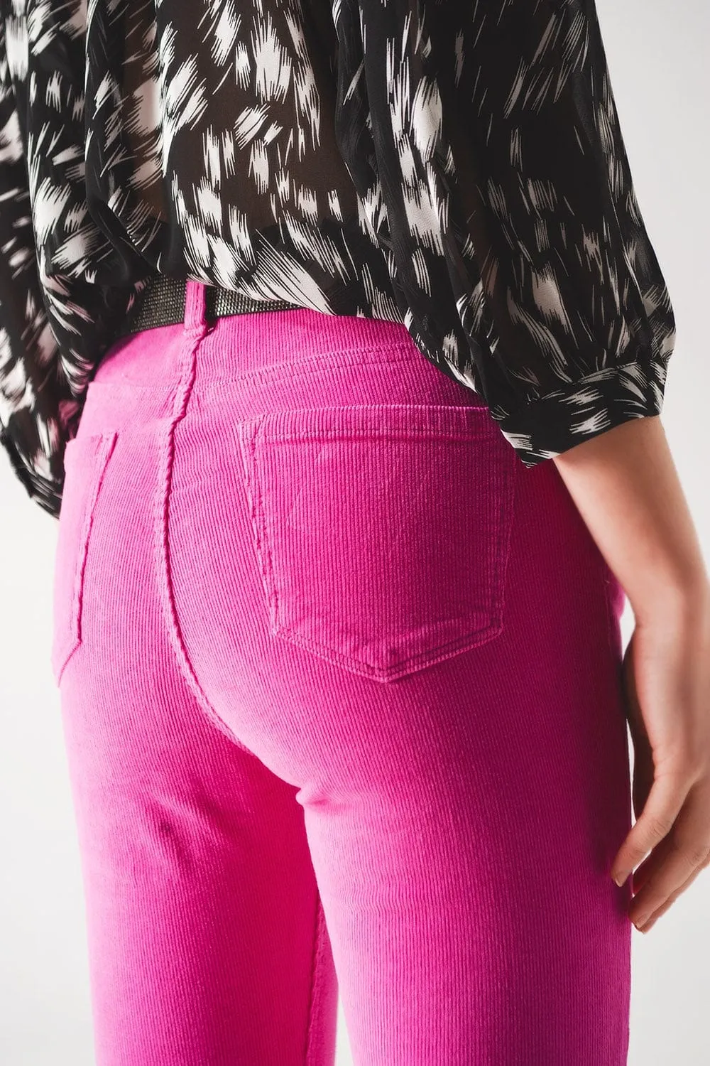 Flare Corduroy Pants In Fucshia