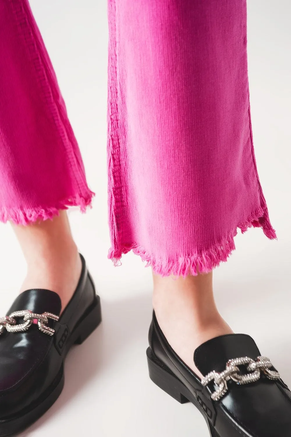 Flare Corduroy Pants In Fucshia