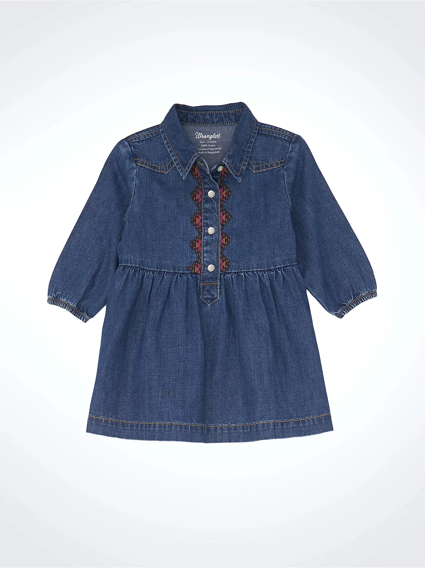 Girl's Baby Wrangler Embroidered Denim Dress
