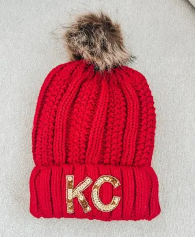 Gold Sequin KC Stocking Hat