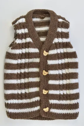 Handmade Size approx 1-2 Knitted Vest with Teddy Buttons