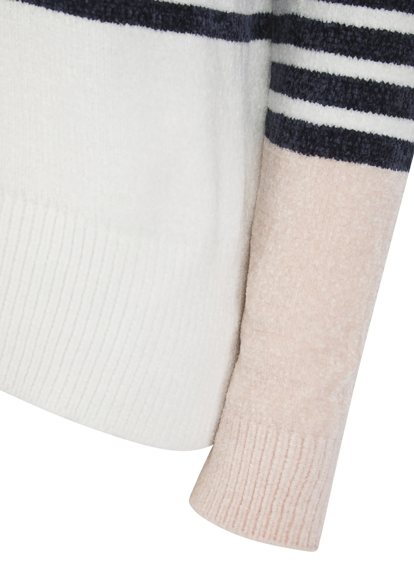 Ladies Stripe Chenille Navy Super Soft Jumper Sizes 8-22