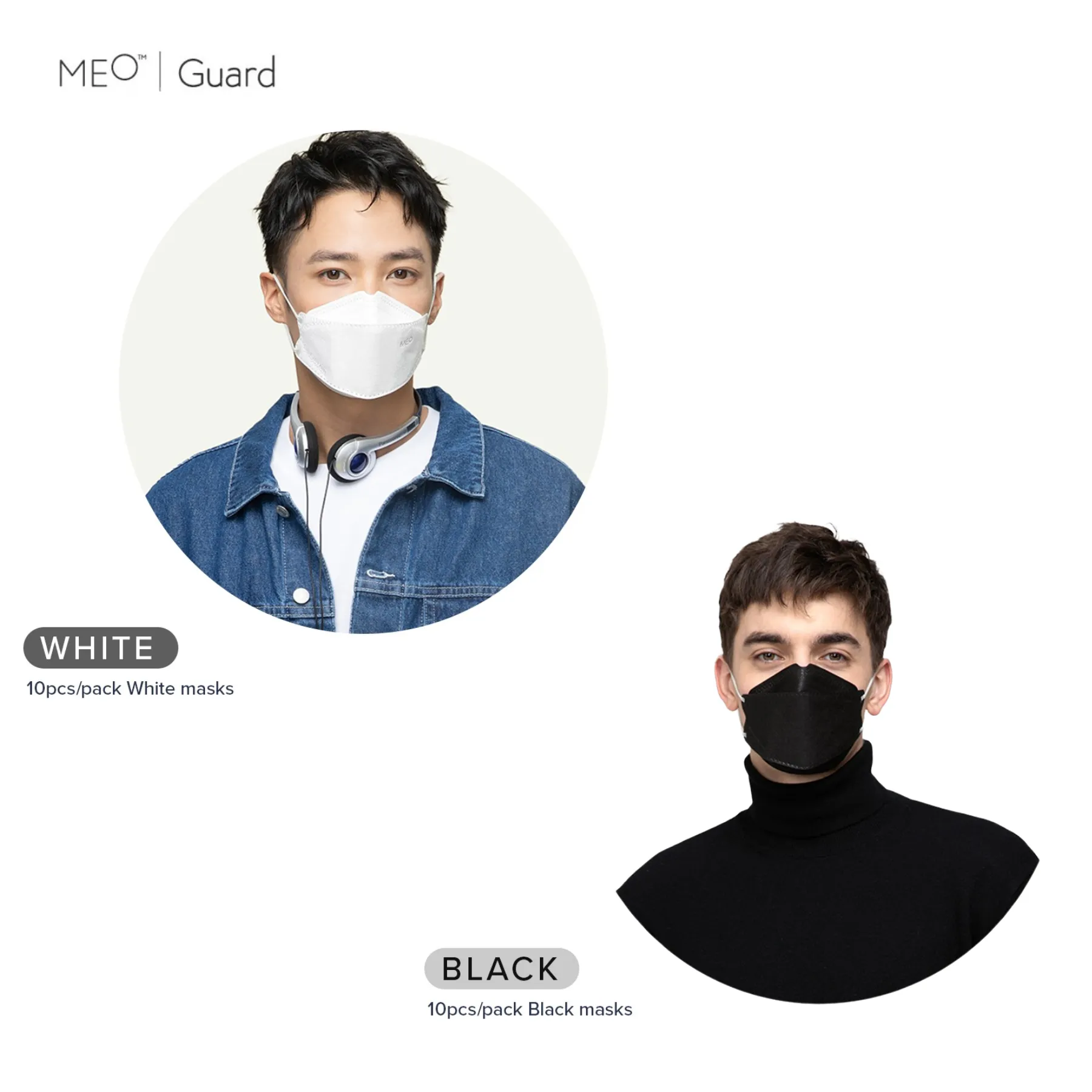 Meo Guard Flat-fold Disposable Respirator - Black / White (10pcs/pack)