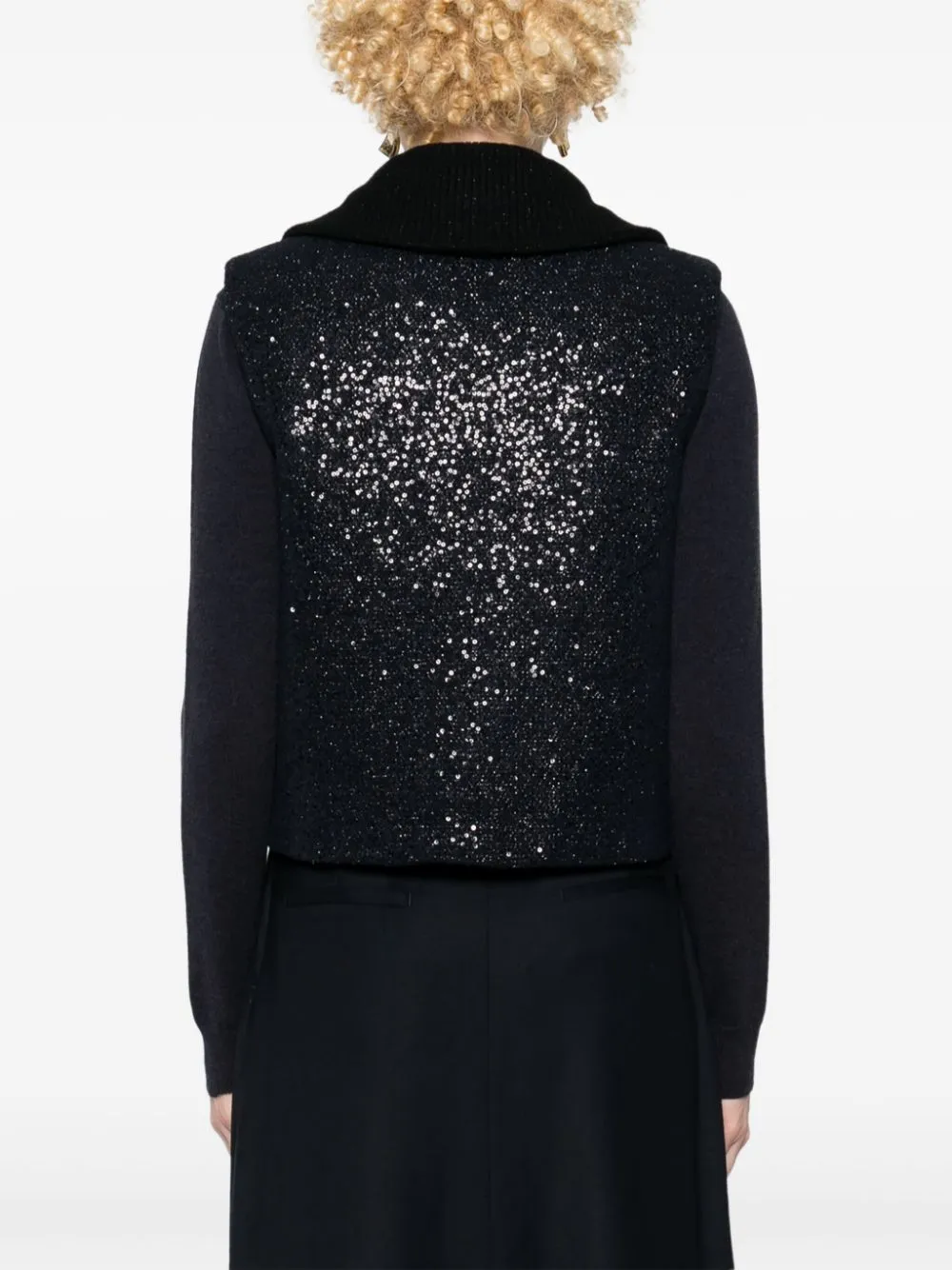 sequinned zip-up vest