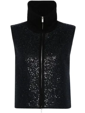sequinned zip-up vest