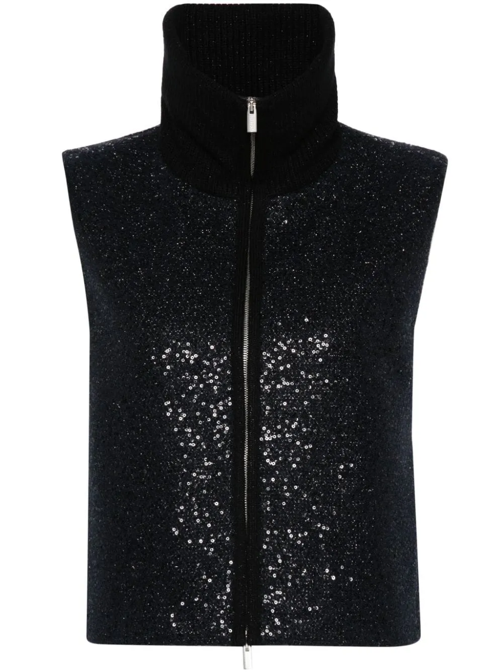 sequinned zip-up vest