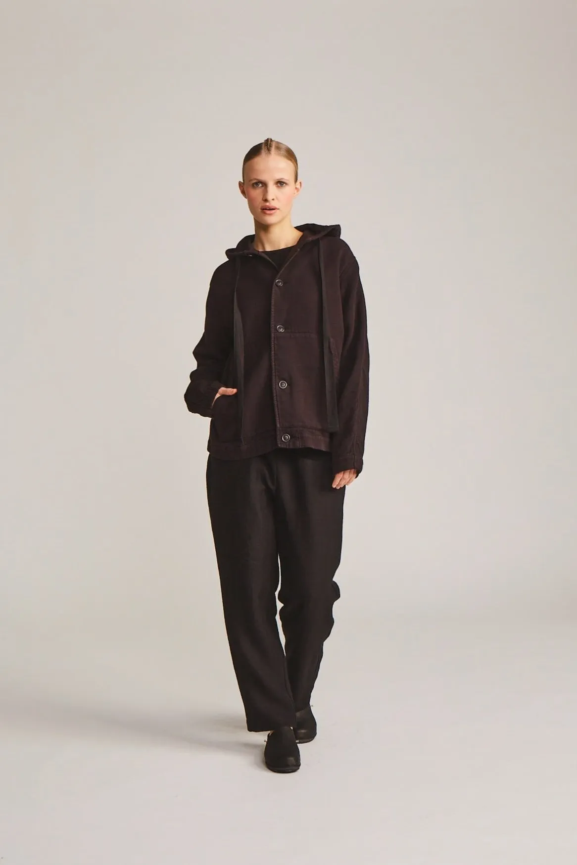 WORKER HOODIE - WOOL COT - BROWN