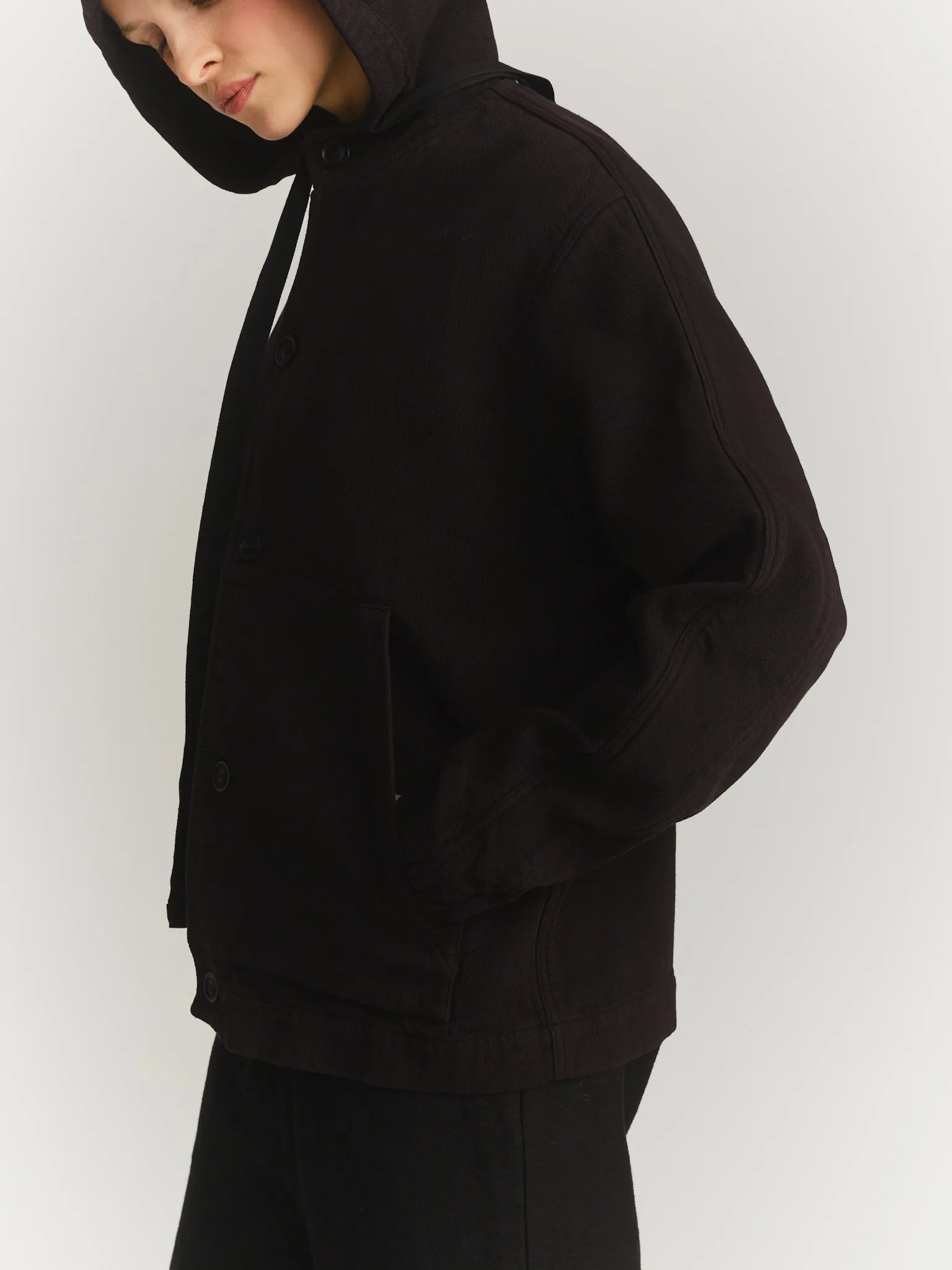 WORKER HOODIE - WOOL COT - BROWN